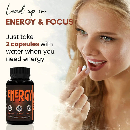 Caffeine Pills Alternative to an Energy Drink Energy Gel Energy Gummies 60 Pills - MANDOTOS INTERNATIONAL