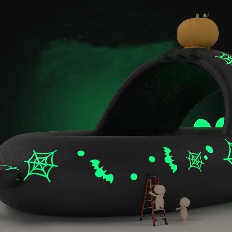 Halloween And Christmas Shoes Ins Luminous Shark Slippers Couple Men Women House Shoes Non-slip Bathroom Slippers Home - MANDOTOS