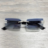HBK Luxury Rimless Sunglasses Frames 2024 Retro Rectangle Party Use with Blue Black Gold Silver PC Frames - MANDOTOS INTERNATIONAL