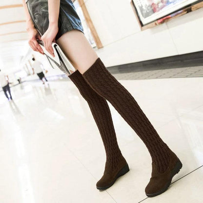 High Flat Over-the-knee Stretch Martin Boots - MANDOTOS