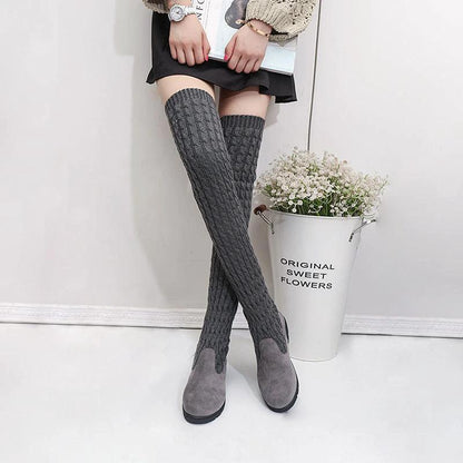 High Flat Over-the-knee Stretch Martin Boots - MANDOTOS