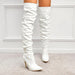 High Heel Elastic Knee Length Patent Leather Boots - MANDOTOS