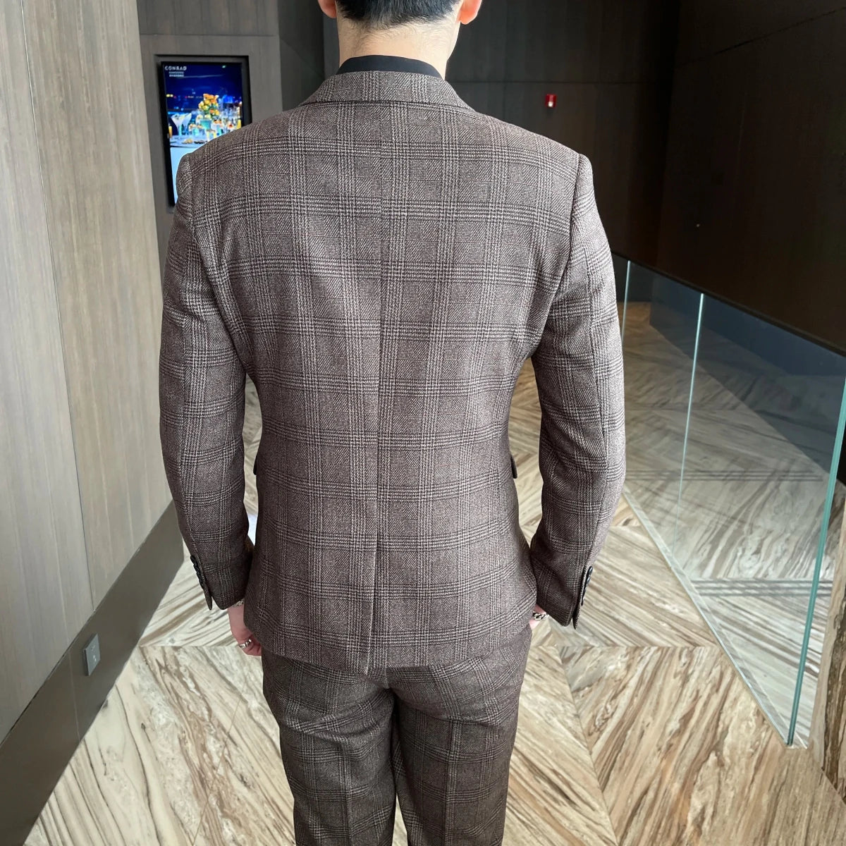 High-Quality British Korean Style Plaid Men's 3-Piece Business Casual Suit Set - MANDOTOS INTERNATIONAL