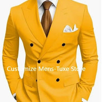 Premium Brown Men's Bespoke Double Breasted Slim Fit Formal Suit Set - MANDOTOS INTERNATIONAL