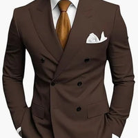 Premium Brown Men's Bespoke Double Breasted Slim Fit Formal Suit Set - MANDOTOS INTERNATIONAL