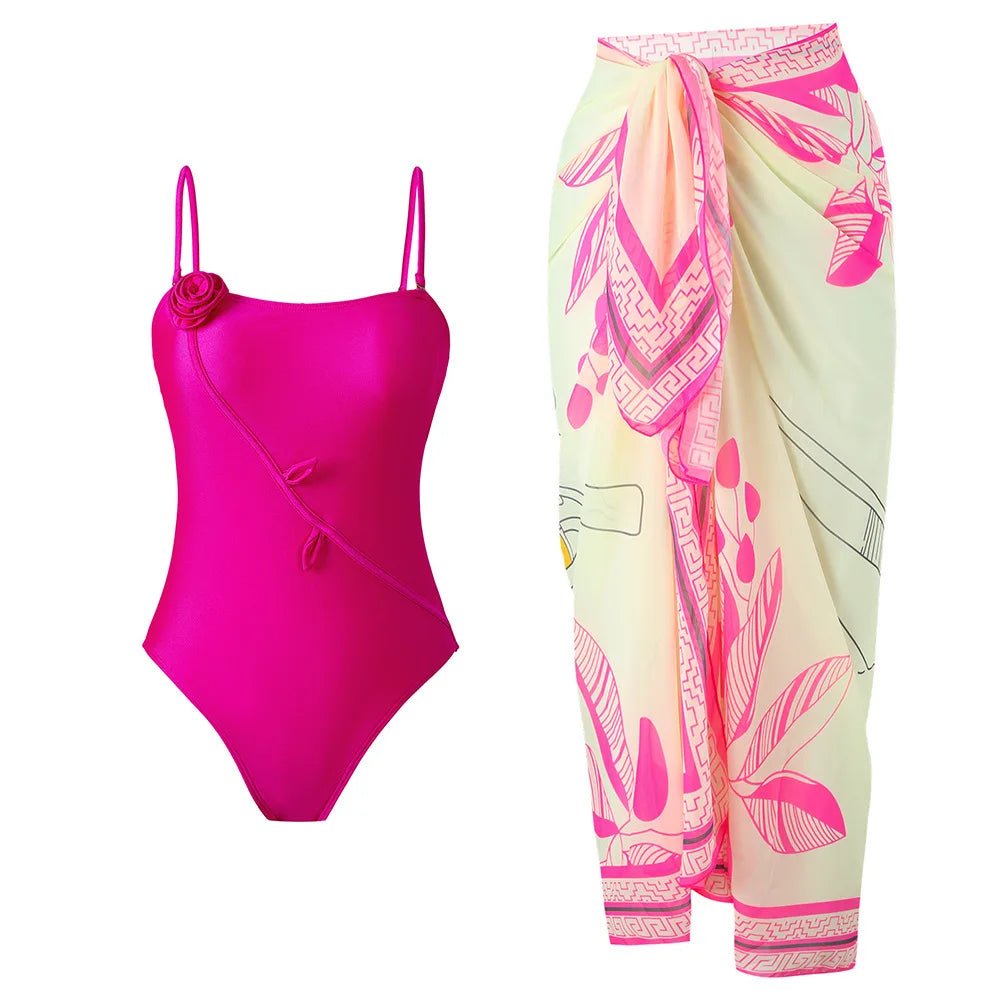 High Quality Swimwear Fabric Women Print Sarong Swimsuit Beach Coverup Wrap Skirt Pareo 2Pcs Bikini Set Custom Logo Bathing Suit - MANDOTOS INTERNATIONAL