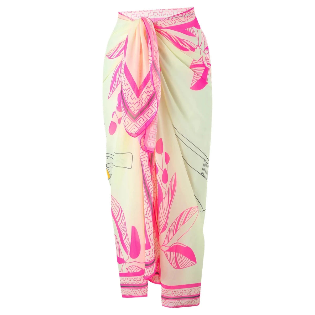 High Quality Swimwear Fabric Women Print Sarong Swimsuit Beach Coverup Wrap Skirt Pareo 2Pcs Bikini Set Custom Logo Bathing Suit - MANDOTOS INTERNATIONAL