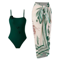 High Quality Swimwear Fabric Women Print Sarong Swimsuit Beach Coverup Wrap Skirt Pareo 2Pcs Bikini Set Custom Logo Bathing Suit - MANDOTOS INTERNATIONAL
