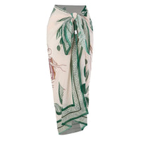 High Quality Swimwear Fabric Women Print Sarong Swimsuit Beach Coverup Wrap Skirt Pareo 2Pcs Bikini Set Custom Logo Bathing Suit - MANDOTOS INTERNATIONAL