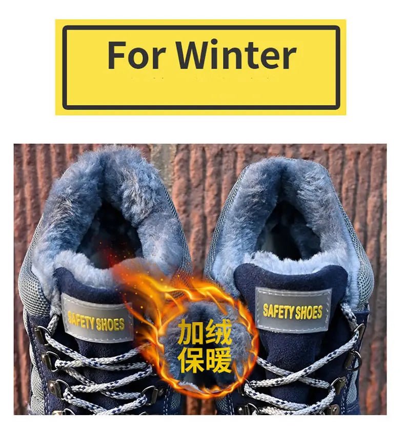 High Quality Winter Boots Men Steel Toe Cap Safety Boots Work Shoes Men Puncture-Proof Work Boots Plush Warm Safety Shoes male - MANDOTOS INTERNATIONAL