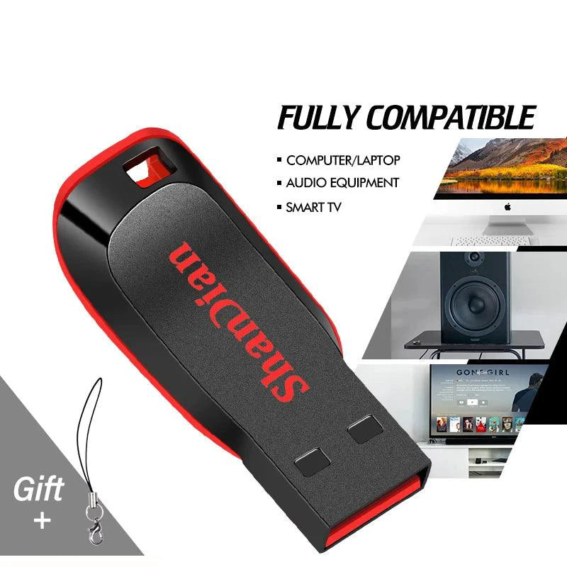 High -capacity speed USB Flash Drives 2.0 128GB 64GB Black Free Keychain Pen Drive 32GB Storage Memory Stick Mini Business Gift - MANDOTOS