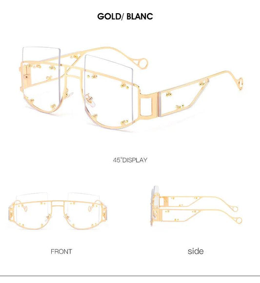 Hollow Out Oversized Women Square Sunglasses 2022 Brand Designer Men Sun Glasses Big Frame Oculos De Sol Feminino Sunglasses - MANDOTOS