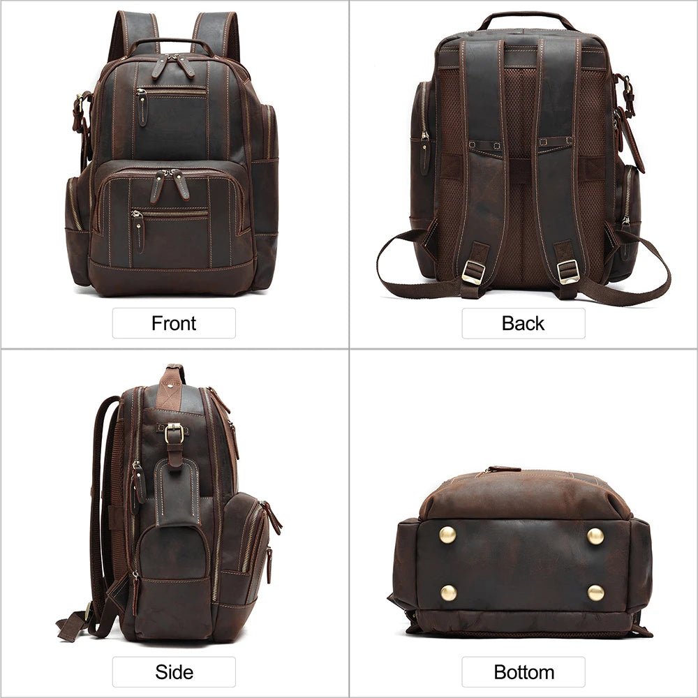 Hot Large Vintage Leather Men's Backpack Multifunction Fashion Daypack for School and Travel Neutral Style - MANDOTOS INTERNATIONAL
