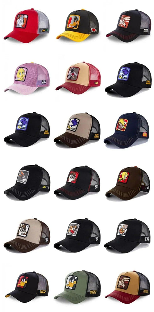Hot Sale Unisex Anime Cartoon Cap High Quality Embroidered Patch Draw Baseball Cap Male Female Trucker Hat Mesh Hats Sun Hat - MANDOTOS
