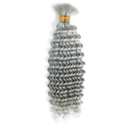 Human Braiding Hair 100g Deep Wave Human Hair Bulk for Braiding No Weft Curly Human Hair Extensions for Boho Braids - MANDOTOS