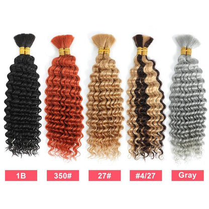 Human Braiding Hair 100g Deep Wave Human Hair Bulk for Braiding No Weft Curly Human Hair Extensions for Boho Braids - MANDOTOS