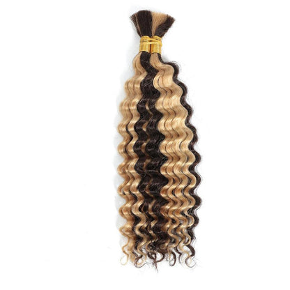 Human Braiding Hair 100g Deep Wave Human Hair Bulk for Braiding No Weft Curly Human Hair Extensions for Boho Braids - MANDOTOS