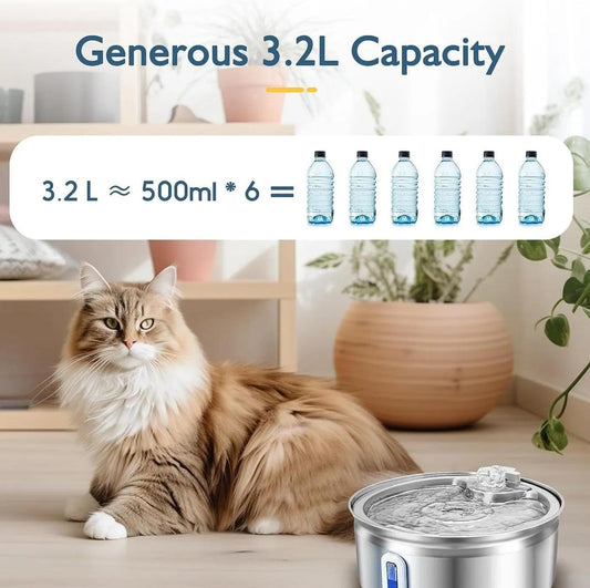 HydraPet Stainless Steel Water Fountain - MANDOTOS