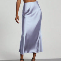 In-Stock Cross-Border Women's Clothing Wholesale European and American Style Elegant Satin Midi Skirt Slimming and Flowy - MANDOTOS INTERNATIONAL