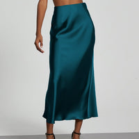 In-Stock Cross-Border Women's Clothing Wholesale European and American Style Elegant Satin Midi Skirt Slimming and Flowy - MANDOTOS INTERNATIONAL