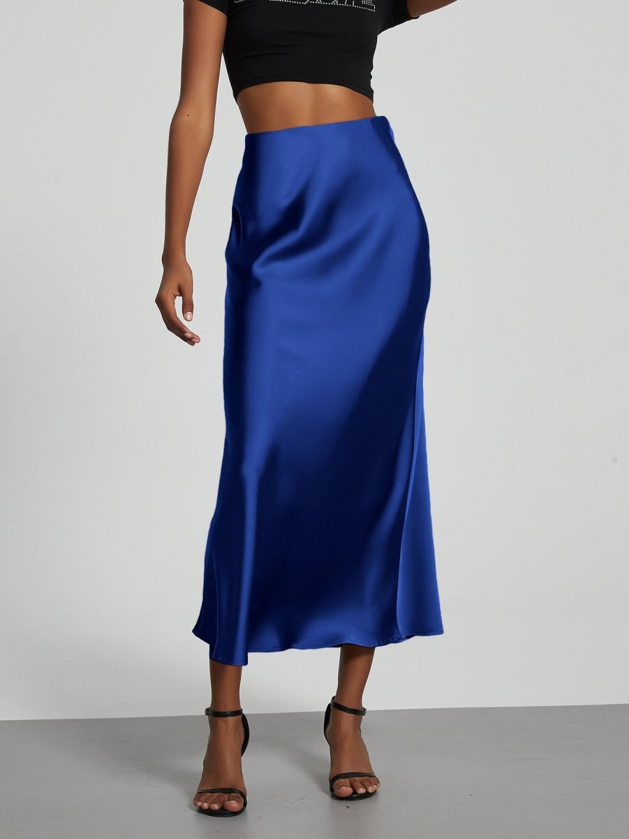 In-Stock Cross-Border Women's Clothing Wholesale European and American Style Elegant Satin Midi Skirt Slimming and Flowy - MANDOTOS INTERNATIONAL
