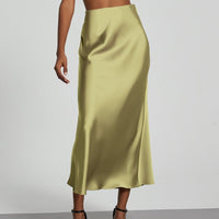 In-Stock Cross-Border Women's Clothing Wholesale European and American Style Elegant Satin Midi Skirt Slimming and Flowy - MANDOTOS INTERNATIONAL