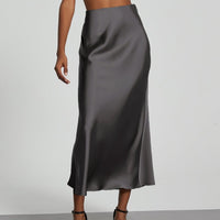 In-Stock Cross-Border Women's Clothing Wholesale European and American Style Elegant Satin Midi Skirt Slimming and Flowy - MANDOTOS INTERNATIONAL
