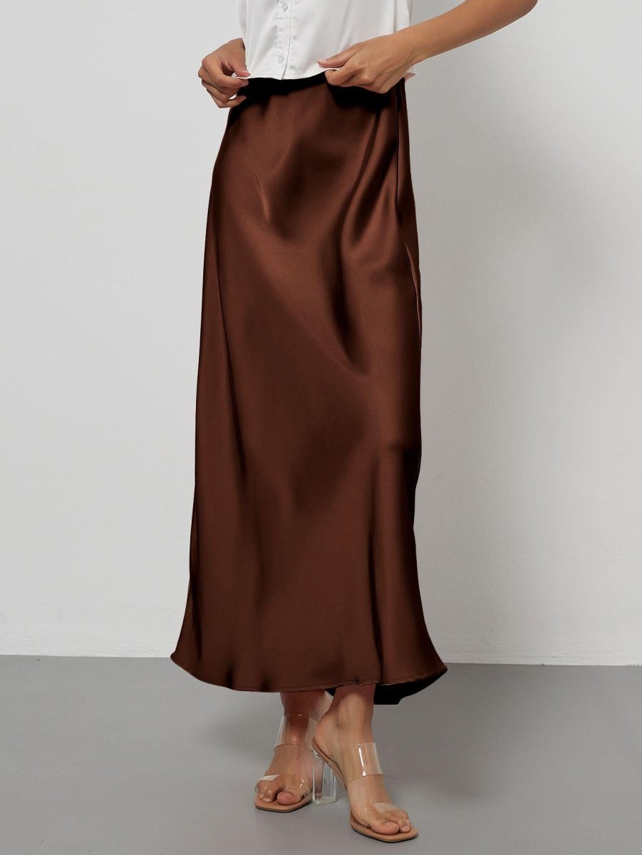 In-Stock Cross-Border Women's Clothing Wholesale European and American Style Elegant Satin Midi Skirt Slimming and Flowy - MANDOTOS INTERNATIONAL
