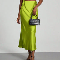 In-Stock Cross-Border Women's Clothing Wholesale European and American Style Elegant Satin Midi Skirt Slimming and Flowy - MANDOTOS INTERNATIONAL