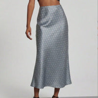 In-Stock Cross-Border Women's Clothing Wholesale European and American Style Elegant Satin Midi Skirt Slimming and Flowy - MANDOTOS INTERNATIONAL
