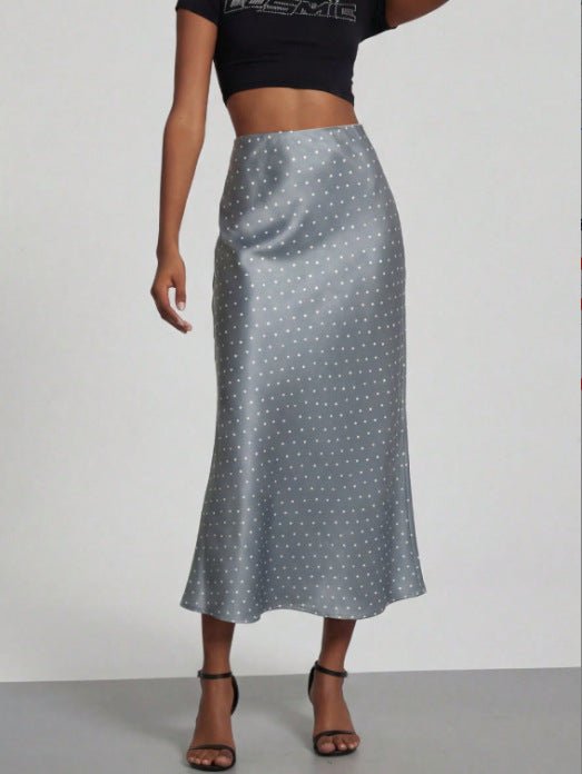 In-Stock Cross-Border Women's Clothing Wholesale European and American Style Elegant Satin Midi Skirt Slimming and Flowy - MANDOTOS INTERNATIONAL