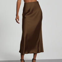 In-Stock Cross-Border Women's Clothing Wholesale European and American Style Elegant Satin Midi Skirt Slimming and Flowy - MANDOTOS INTERNATIONAL