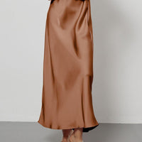 In-Stock Cross-Border Women's Clothing Wholesale European and American Style Elegant Satin Midi Skirt Slimming and Flowy - MANDOTOS INTERNATIONAL