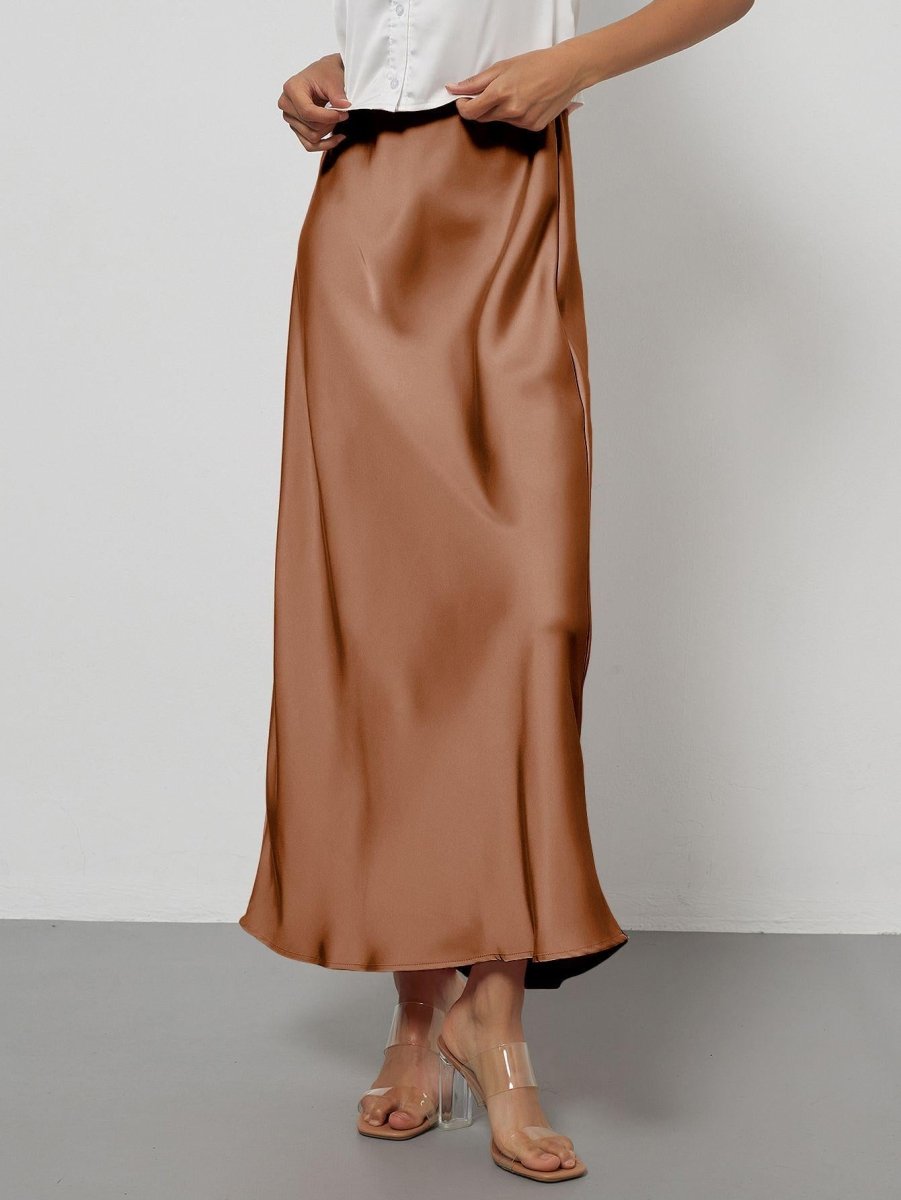 In-Stock Cross-Border Women's Clothing Wholesale European and American Style Elegant Satin Midi Skirt Slimming and Flowy - MANDOTOS INTERNATIONAL