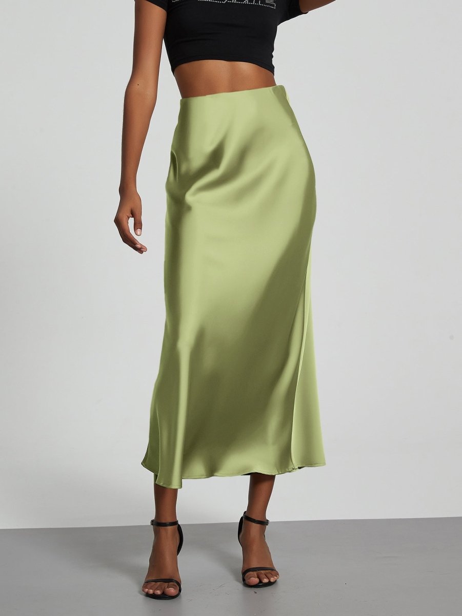 In-Stock Cross-Border Women's Clothing Wholesale European and American Style Elegant Satin Midi Skirt Slimming and Flowy - MANDOTOS INTERNATIONAL