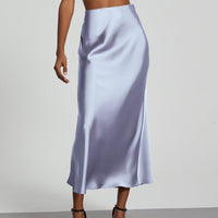 In-Stock Cross-Border Women's Clothing Wholesale European and American Style Elegant Satin Midi Skirt Slimming and Flowy - MANDOTOS INTERNATIONAL