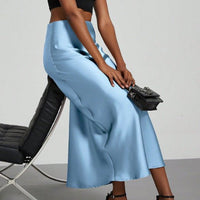 In-Stock Cross-Border Women's Clothing Wholesale European and American Style Elegant Satin Midi Skirt Slimming and Flowy - MANDOTOS INTERNATIONAL