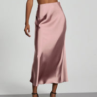 In-Stock Cross-Border Women's Clothing Wholesale European and American Style Elegant Satin Midi Skirt Slimming and Flowy - MANDOTOS INTERNATIONAL