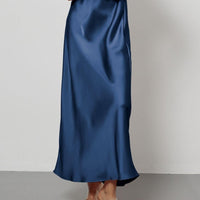 In-Stock Cross-Border Women's Clothing Wholesale European and American Style Elegant Satin Midi Skirt Slimming and Flowy - MANDOTOS INTERNATIONAL