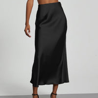 In-Stock Cross-Border Women's Clothing Wholesale European and American Style Elegant Satin Midi Skirt Slimming and Flowy - MANDOTOS INTERNATIONAL