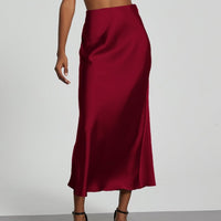 In-Stock Cross-Border Women's Clothing Wholesale European and American Style Elegant Satin Midi Skirt Slimming and Flowy - MANDOTOS INTERNATIONAL