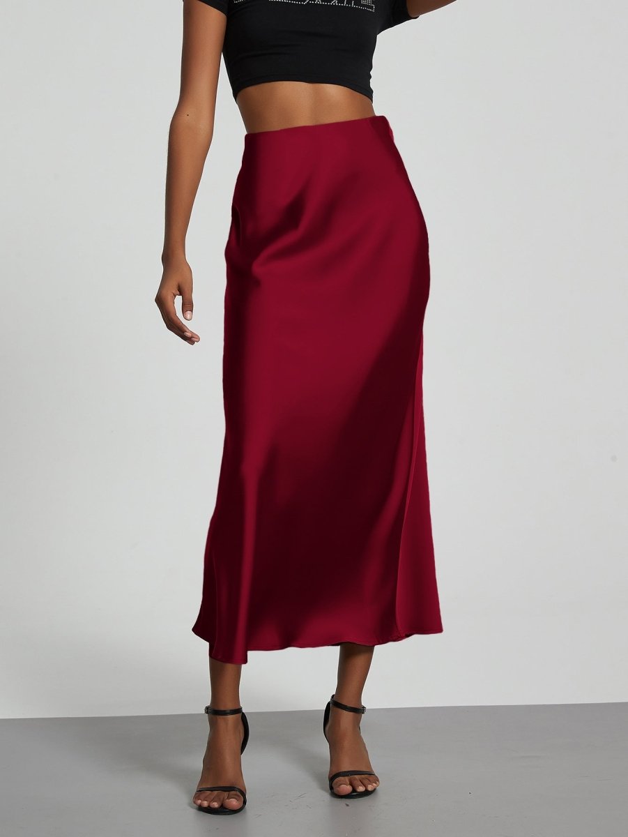 In-Stock Cross-Border Women's Clothing Wholesale European and American Style Elegant Satin Midi Skirt Slimming and Flowy - MANDOTOS INTERNATIONAL