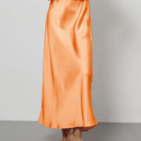 In-Stock Cross-Border Women's Clothing Wholesale European and American Style Elegant Satin Midi Skirt Slimming and Flowy - MANDOTOS INTERNATIONAL