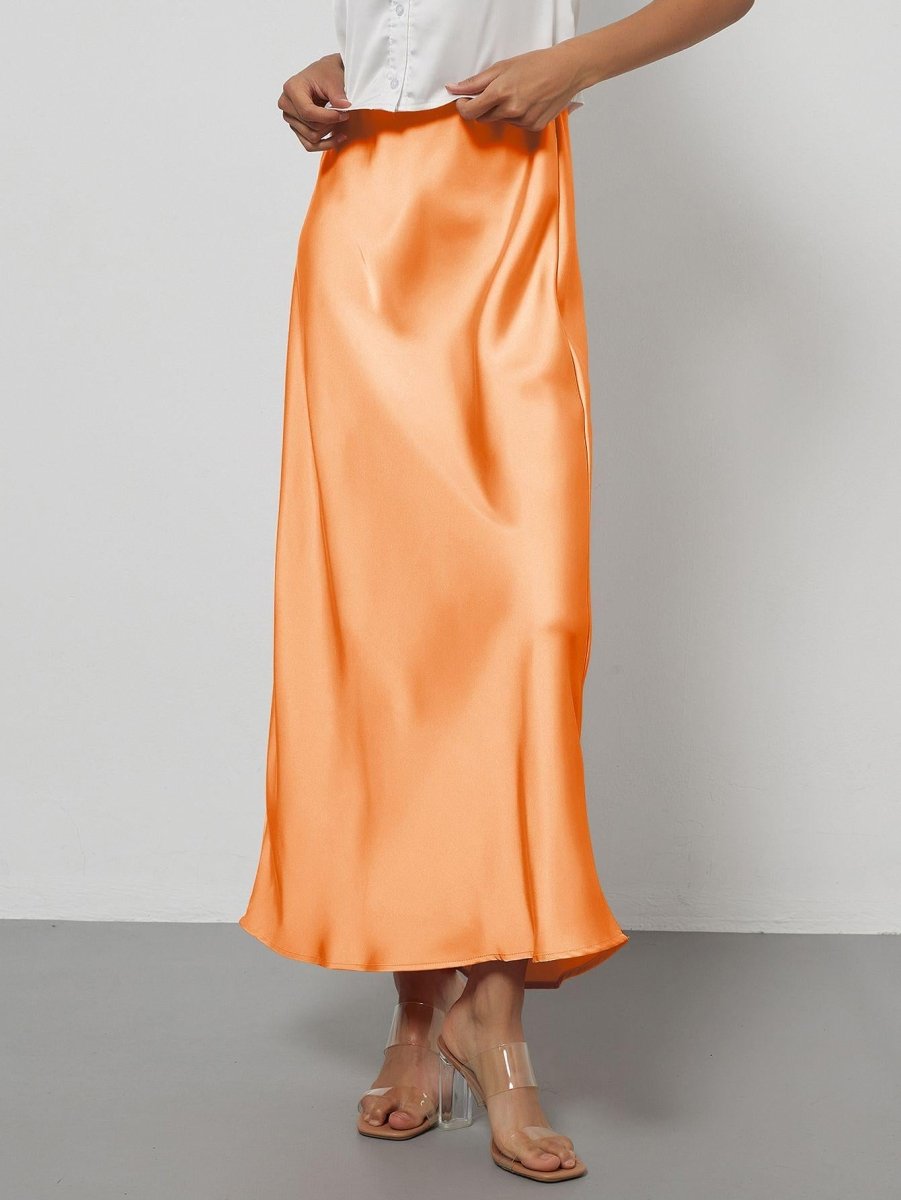 In-Stock Cross-Border Women's Clothing Wholesale European and American Style Elegant Satin Midi Skirt Slimming and Flowy - MANDOTOS INTERNATIONAL
