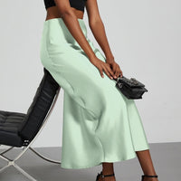 In-Stock Cross-Border Women's Clothing Wholesale European and American Style Elegant Satin Midi Skirt Slimming and Flowy - MANDOTOS INTERNATIONAL
