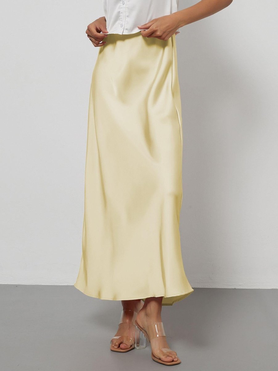 In-Stock Cross-Border Women's Clothing Wholesale European and American Style Elegant Satin Midi Skirt Slimming and Flowy - MANDOTOS INTERNATIONAL