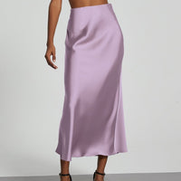 In-Stock Cross-Border Women's Clothing Wholesale European and American Style Elegant Satin Midi Skirt Slimming and Flowy - MANDOTOS INTERNATIONAL