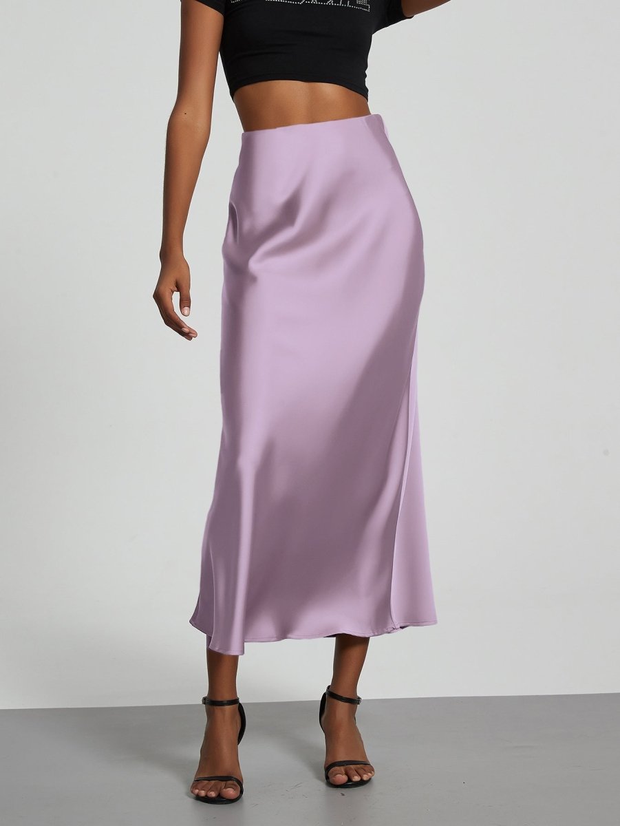 In-Stock Cross-Border Women's Clothing Wholesale European and American Style Elegant Satin Midi Skirt Slimming and Flowy - MANDOTOS INTERNATIONAL
