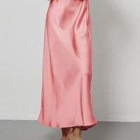 In-Stock Cross-Border Women's Clothing Wholesale European and American Style Elegant Satin Midi Skirt Slimming and Flowy - MANDOTOS INTERNATIONAL