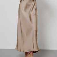 In-Stock Cross-Border Women's Clothing Wholesale European and American Style Elegant Satin Midi Skirt Slimming and Flowy - MANDOTOS INTERNATIONAL